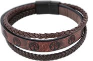 Trafalgar Heritage Oak Tree Leather Tri-Stranded Leather Bracelet