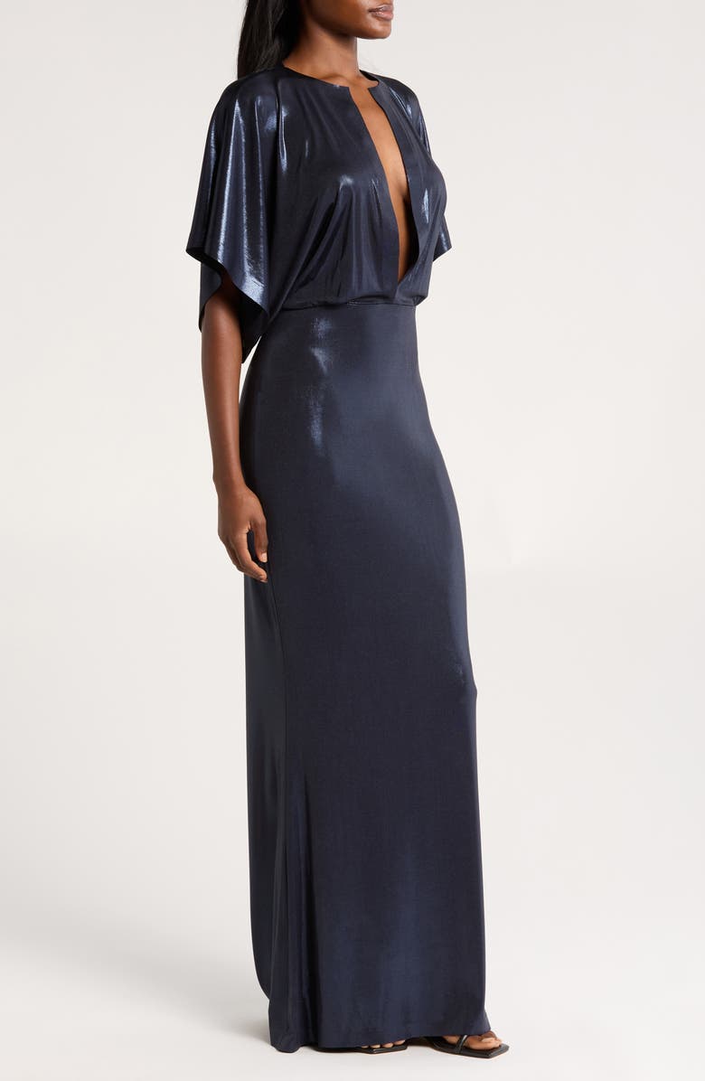 Norma Kamali Obie Cover-Up Gown, Alternate, color, True Navy