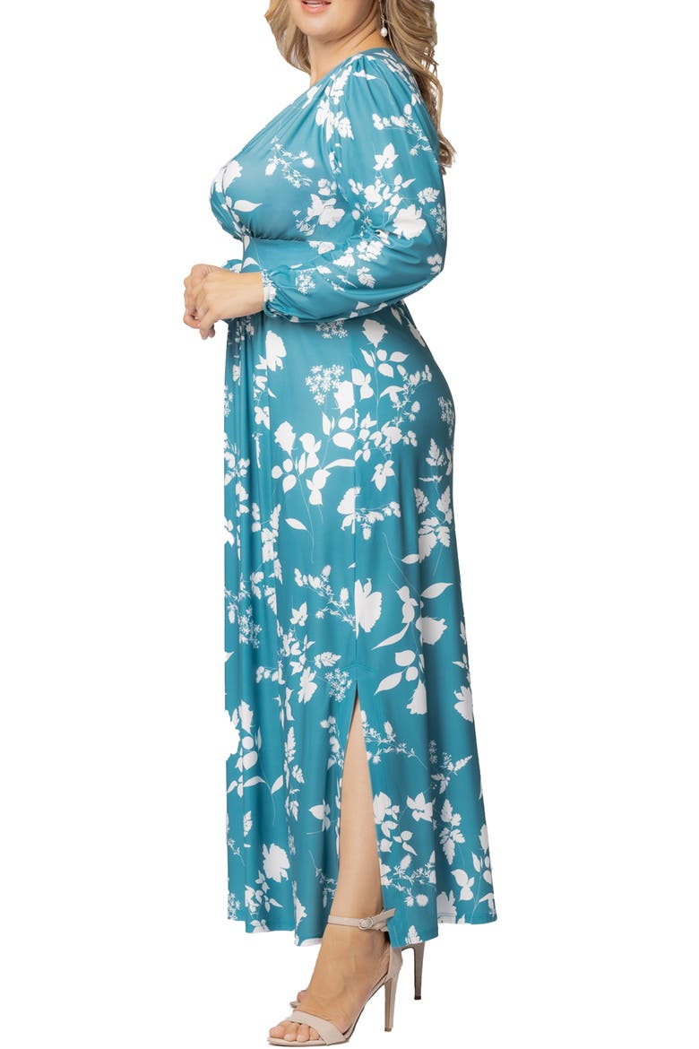 Kelsey Long Sleeve Maxi Dress, Alternate, color, AQUA BLOOMS