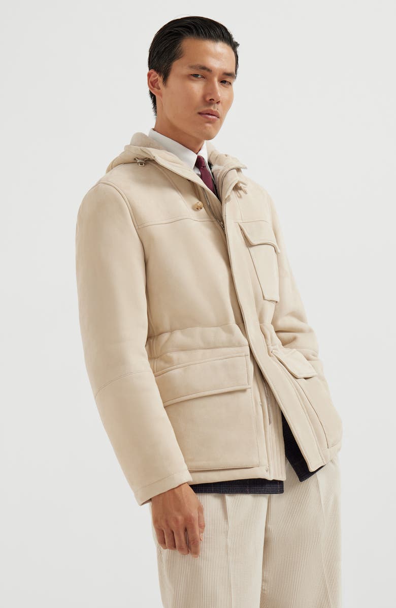 Brunello Cucinelli Shearling parka, Alternate, color, Buff