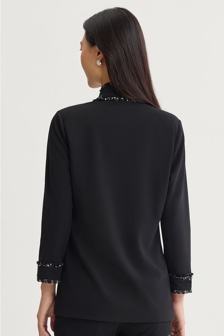 Stretch Deco Crepe Eyelash Jacket, Alternate, color, Black