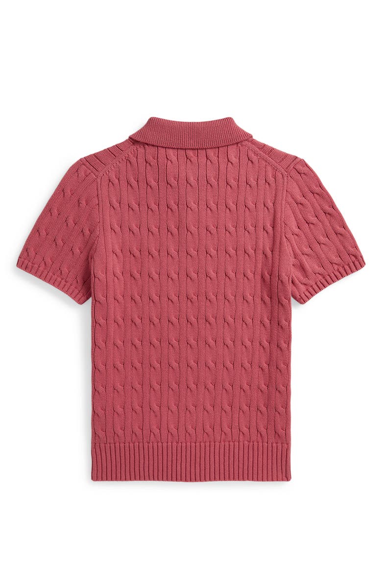 Polo Ralph Lauren Kids' Cable Short Sleeve Cotton Sweater, Alternate, color, Adirondack Berry
