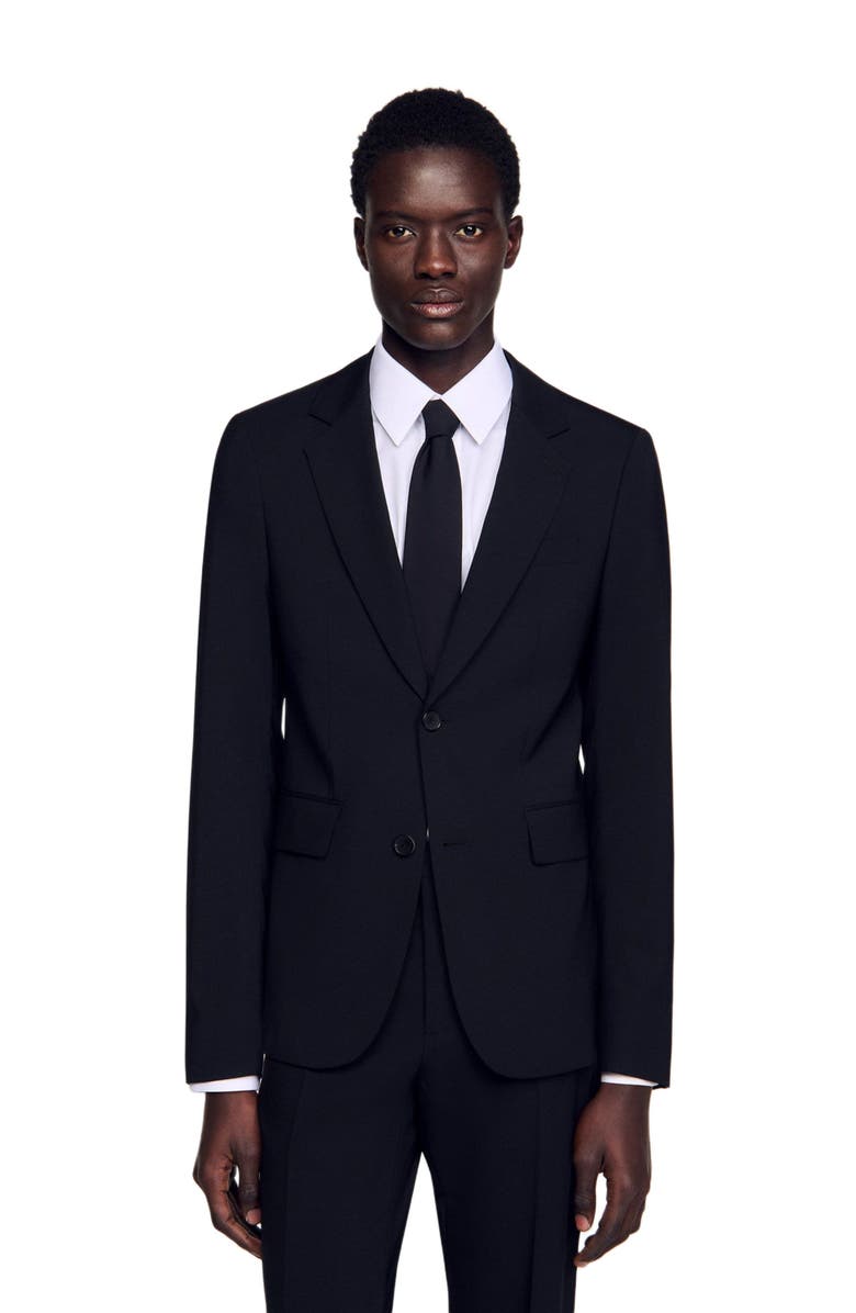 SANDRO Virgin wool suit jacket, Main, color, Black