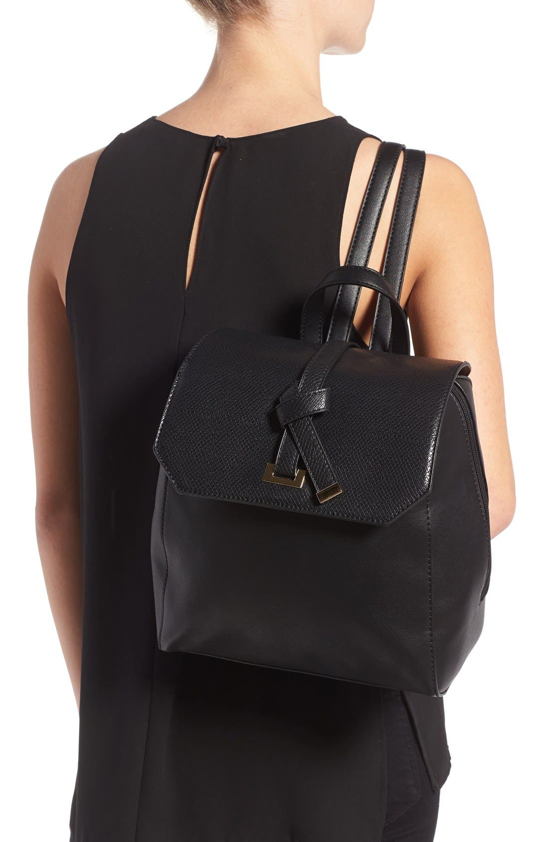BP. Faux Leather Backpack, Alternate, color, Black