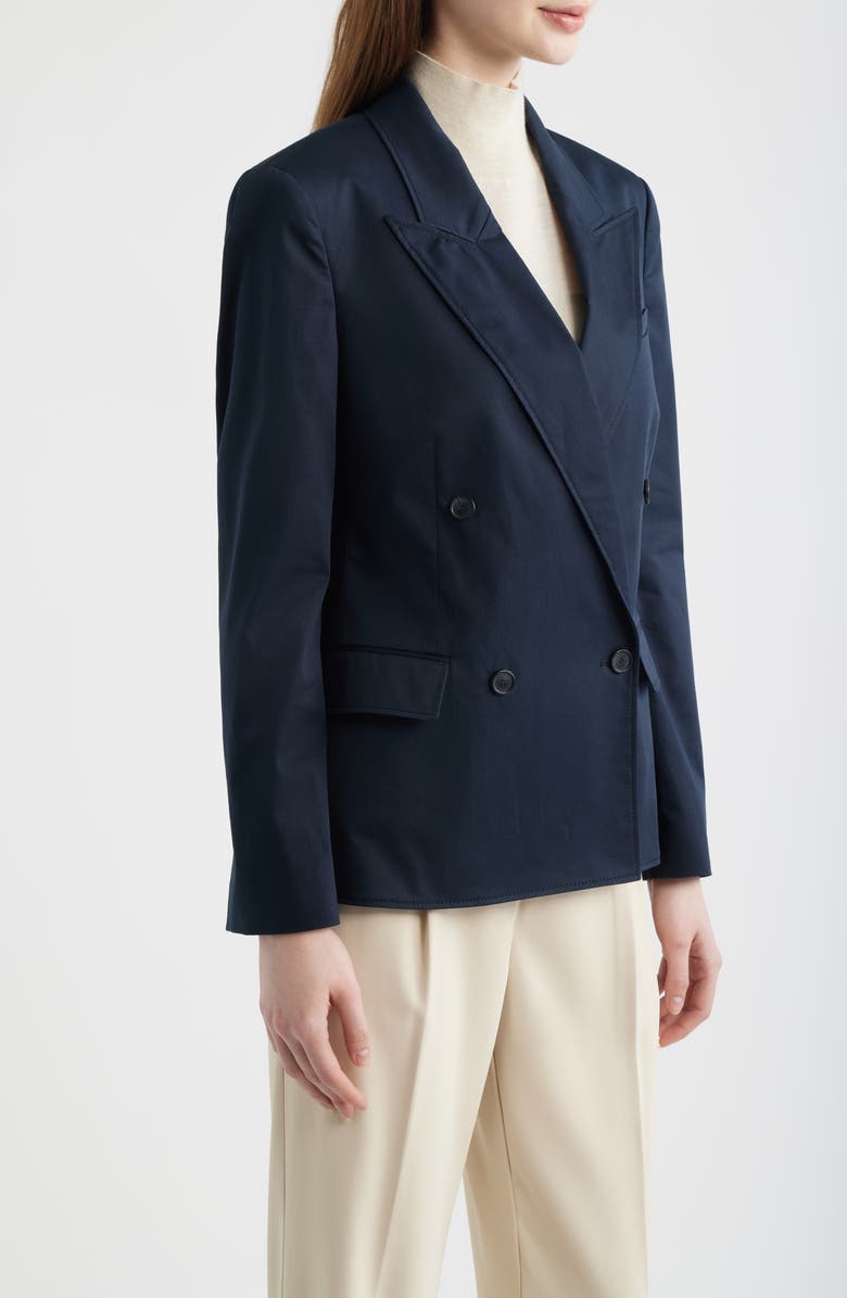 BOSS Jaleto Water Repellent Double Breasted Stretch Cotton Blazer, Alternate, color, Sky Captain