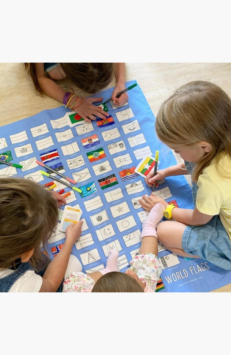 Eat Sleep Doodle World Flags Tablecloth, Alternate, color, Light Blue