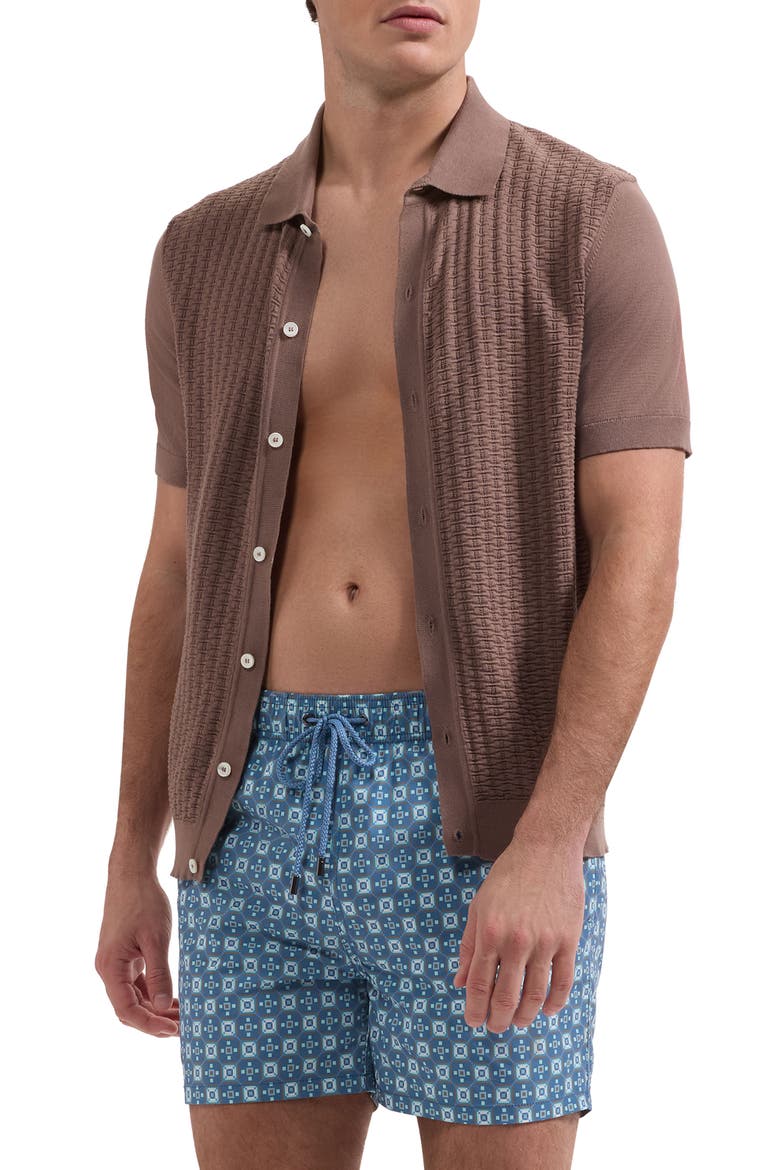 Cruz Print Swim Trunks, Main, color, PEACOCK