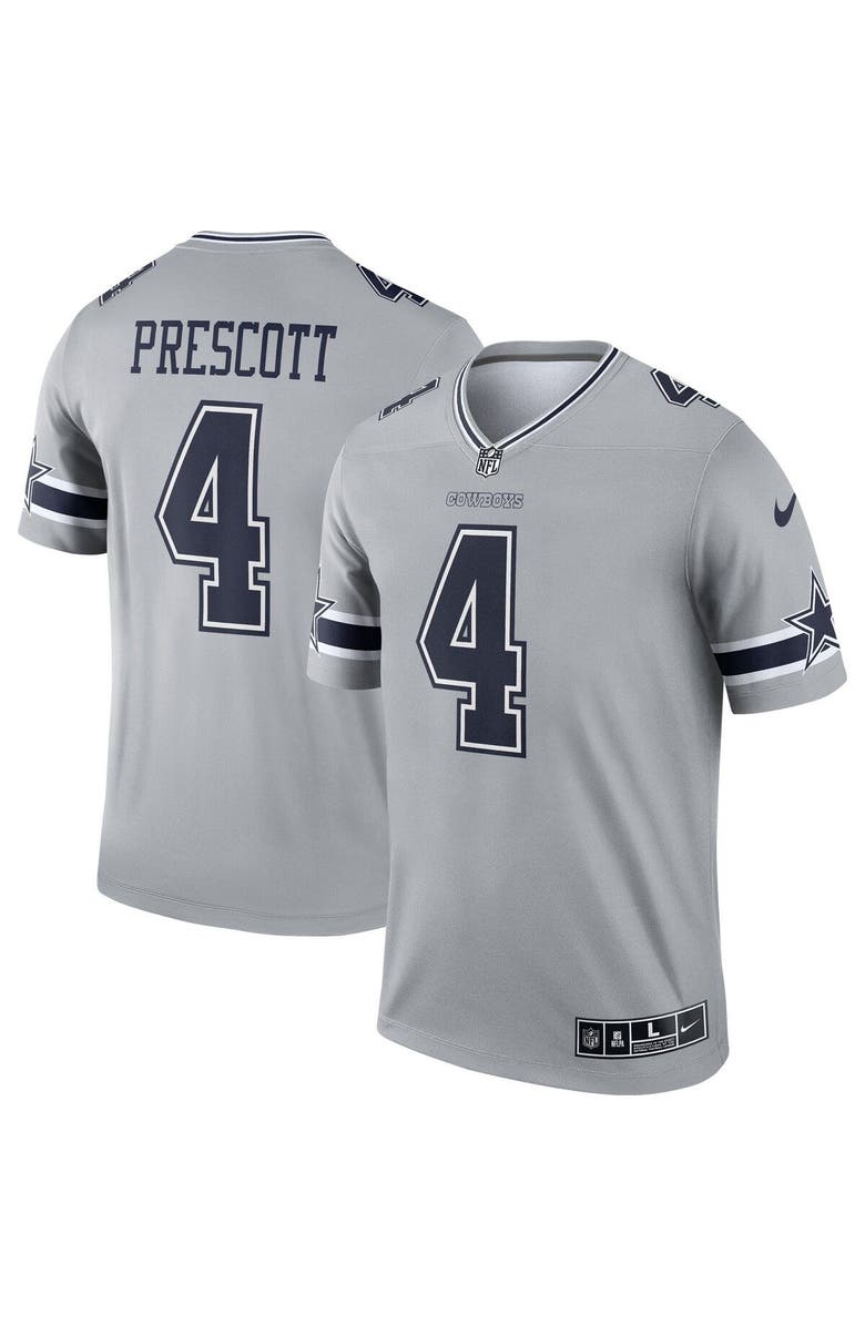Nike Men's Nike Dak Prescott Silver Dallas Cowboys Inverted Legend Jersey, Main, color, Gray