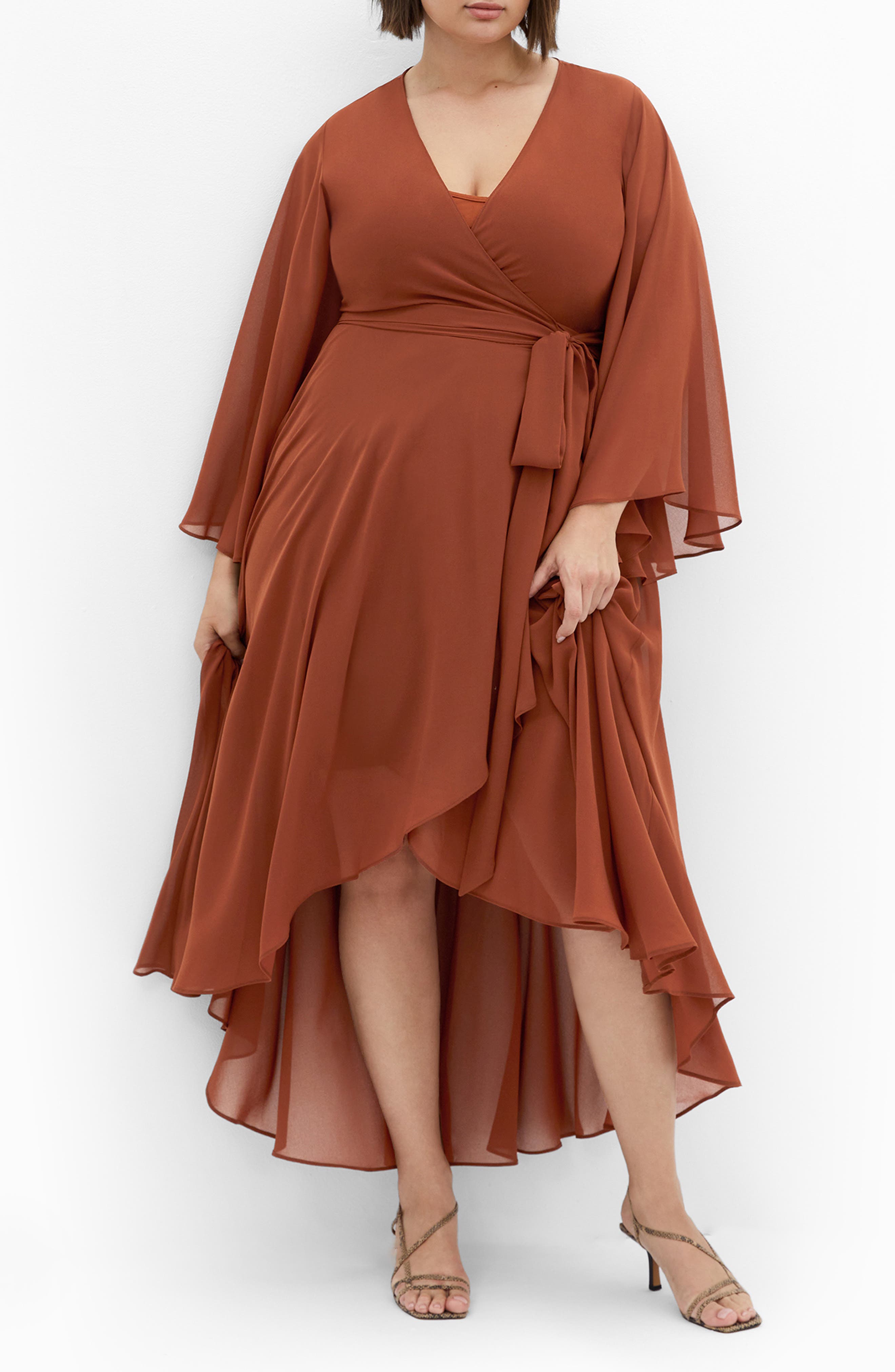 City Chic Maxi Long Sleeve High/Low Dress (Women)