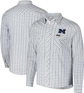 COLOSSEUM X WRANGLER Men's Colosseum x Wrangler White Michigan Wolverines Plaid Window Pane Long Sleeve Full-Snap Shirt