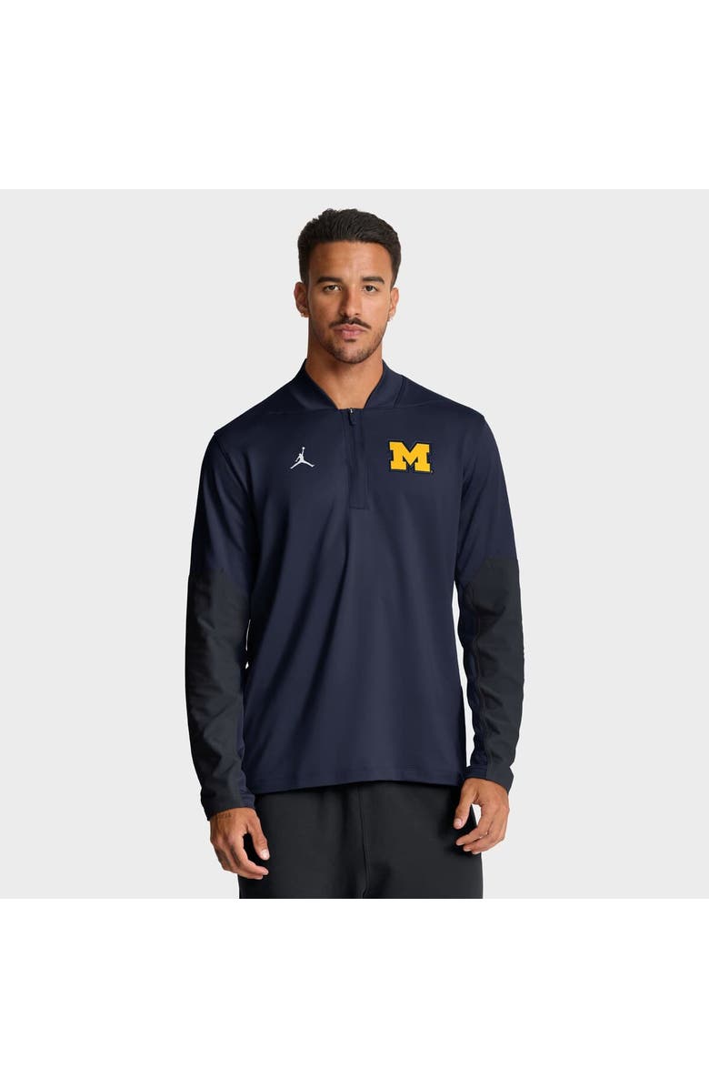 Jordan Brand Men's Jordan Brand Navy Michigan Wolverines Sideline Dri-FIT Half-Zip Pullover, Main, color, Navy