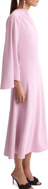 MANGO Flared Sleeve Satin Dress
