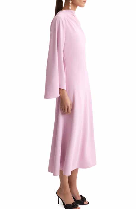 Flared Sleeve Satin Dress