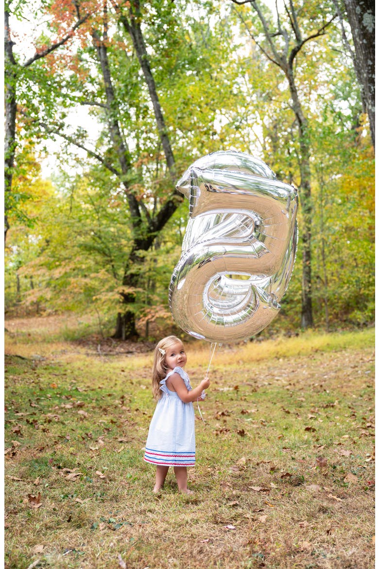 Kids' Stripe Flutter Sleeve Seersucker Dress, Alternate, color, BLUE