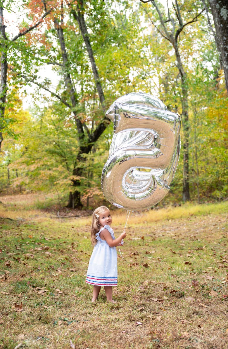 Magnetic Me Kids' Stripe Flutter Sleeve Seersucker Dress, Alternate, color, Blue