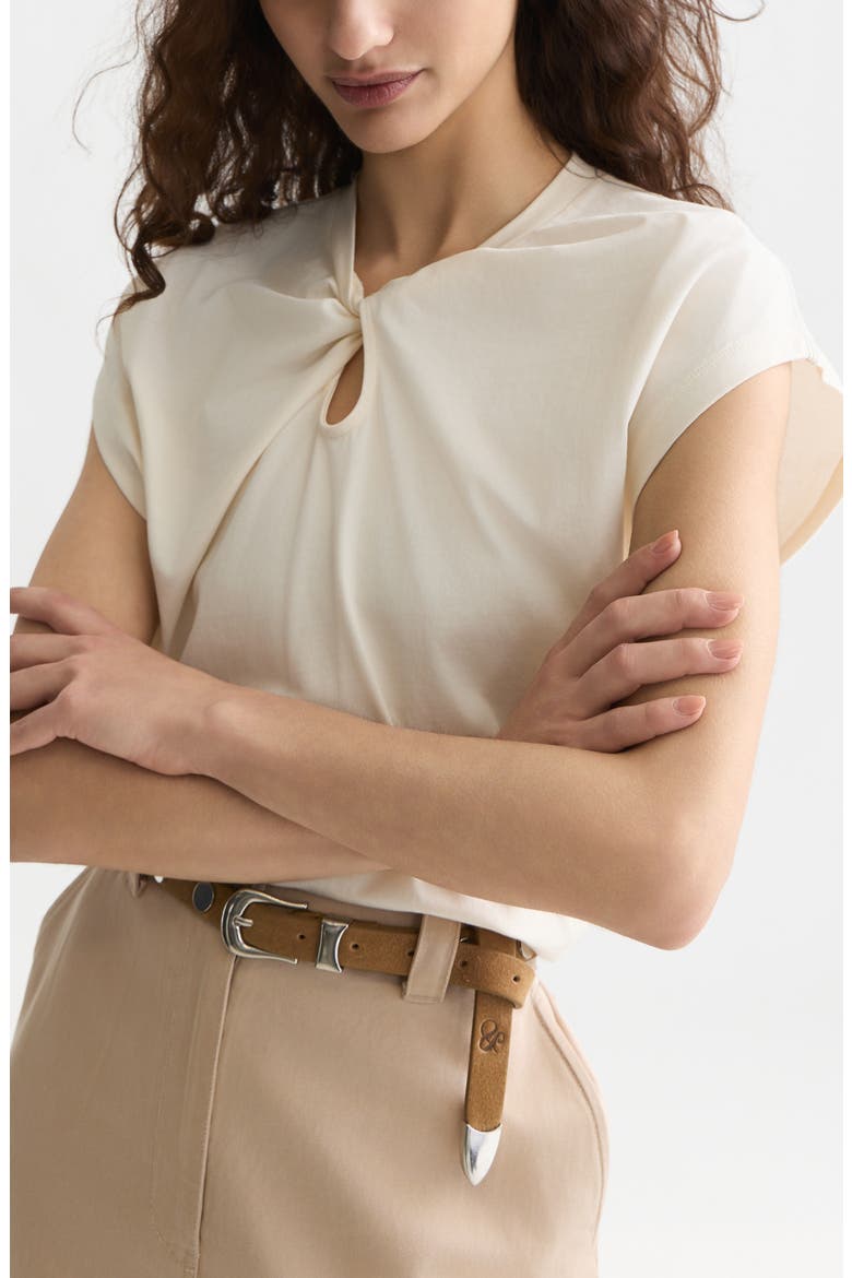 Twisted Neckline Top, Alternate, color, EGGNOG