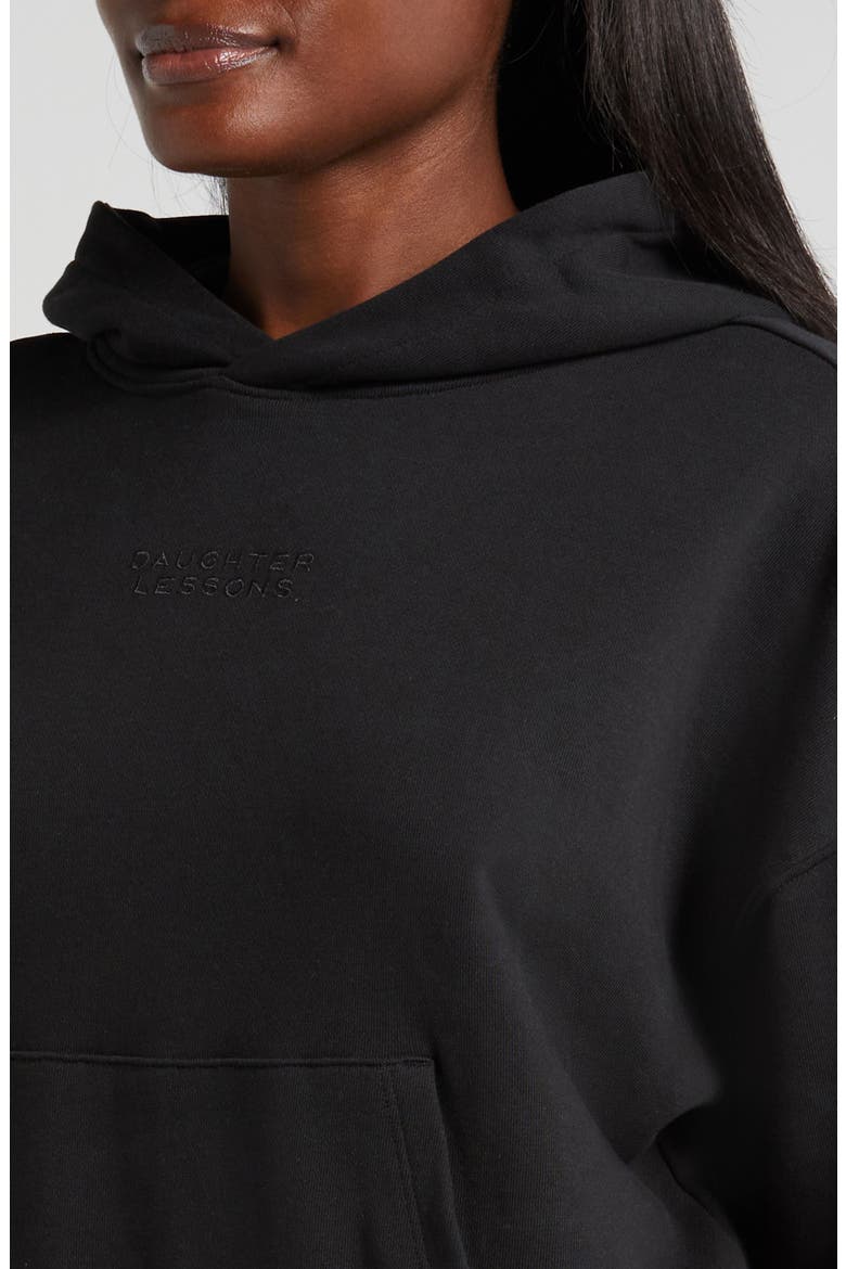 Relaxed Crop Hoodie, Alternate, color, BLACK