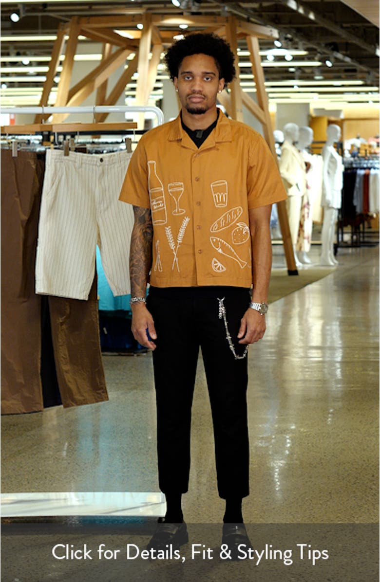 Picnic Embroidered Light Twill Short Sleeve Camp Shirt, sales video thumbnail