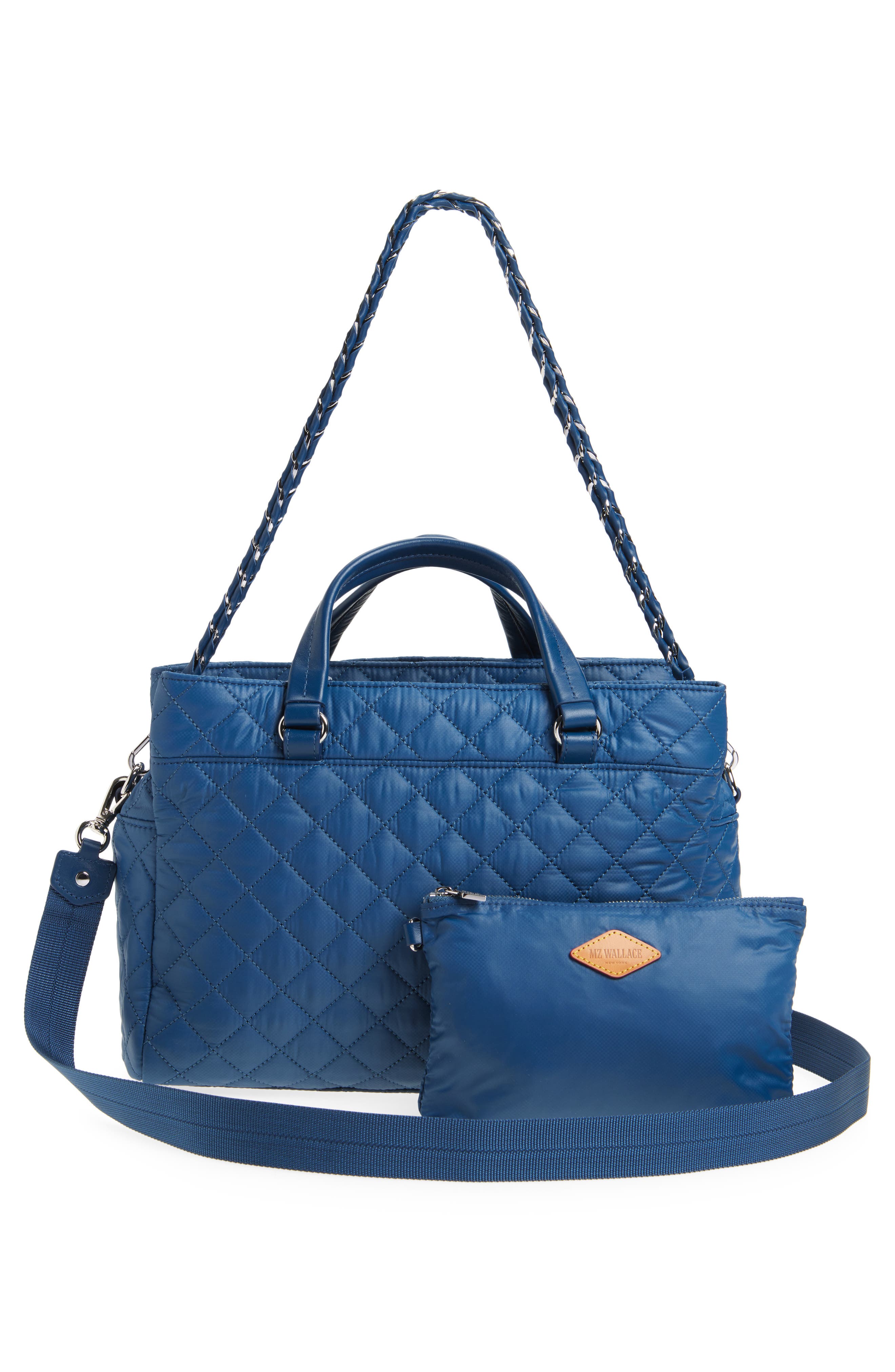MZ Wallace Crosby Lock Quilted Nylon Satchel, Alternate, color, French Blue