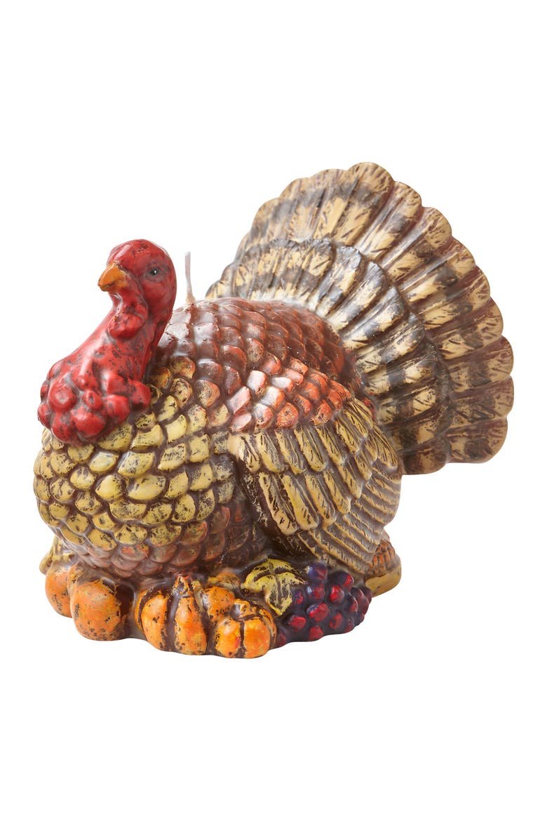 Tucker Turkey Candle - Thanksgiving Decor Multicolor Wax, Main, color, Brown