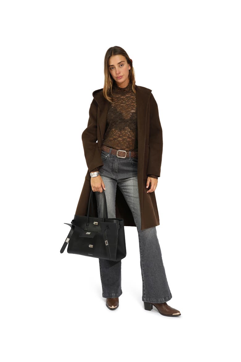 Walk This Way Wool Blend Oversized Coat, Alternate, color, Dark Brown