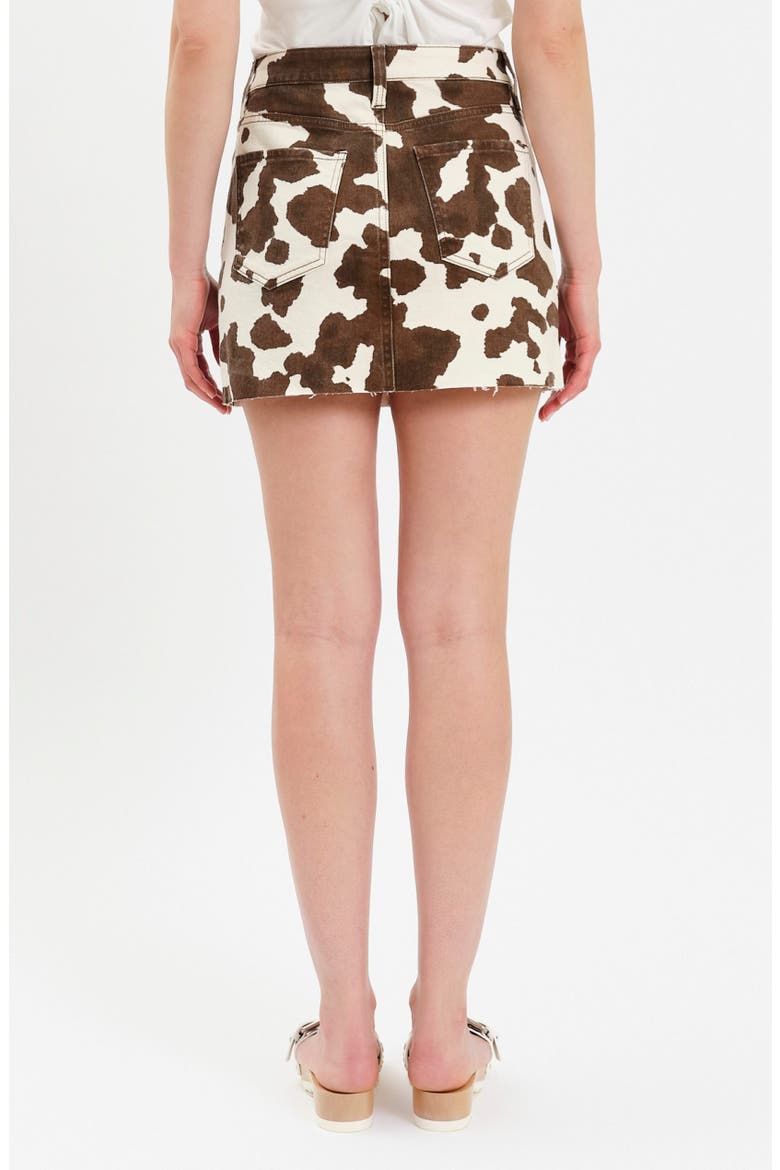 Malibu Raw Hem Denim Miniskirt, Alternate, color, SPOTTED