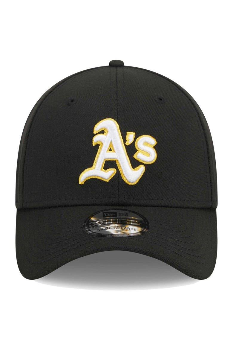 Men's New Era Black Oakland Athletics Logo 39THIRTY Flex Hat, Alternate, color, Black