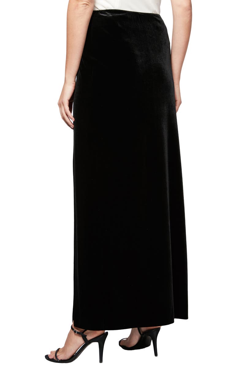 Alex Evenings Side Slit Velvet Maxi Skirt, Alternate, color, Black
