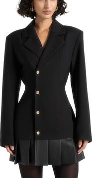 Manière De Voir Nicole Tailored Cinch Blazer Dress with Pleats