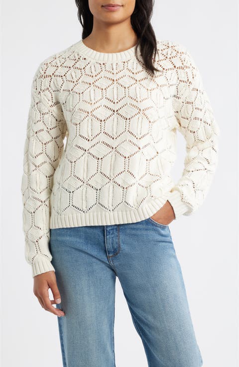Distressed Wash Openwork Sweater