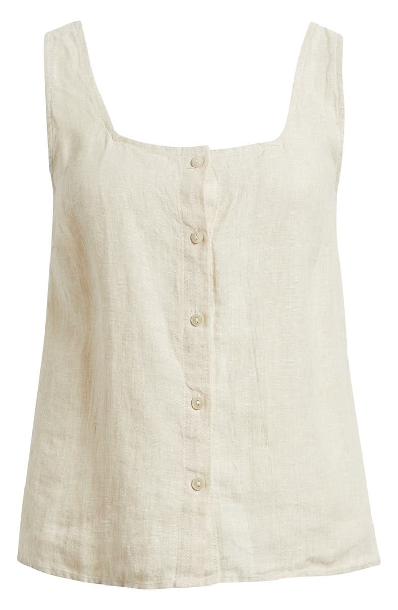 Caslon<sup>®</sup> Linen Button-Up Tank, Alternate, color, Flax