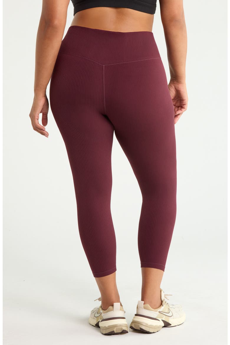 Thrive Ribbed High Waist 7/8 Legging, Alternate, color, BURGUNDY STEM