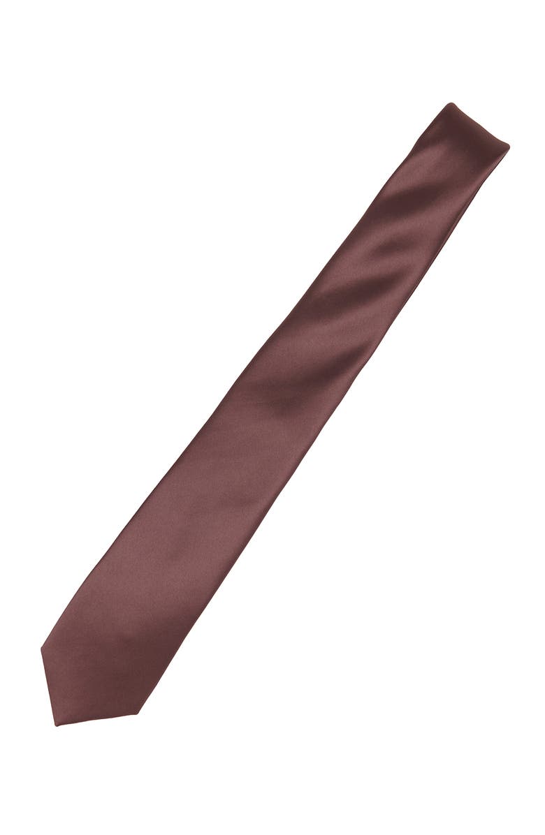 Brooklyn Brigade Men's Solid Satin Tie, Alternate, color, Dark Mauve