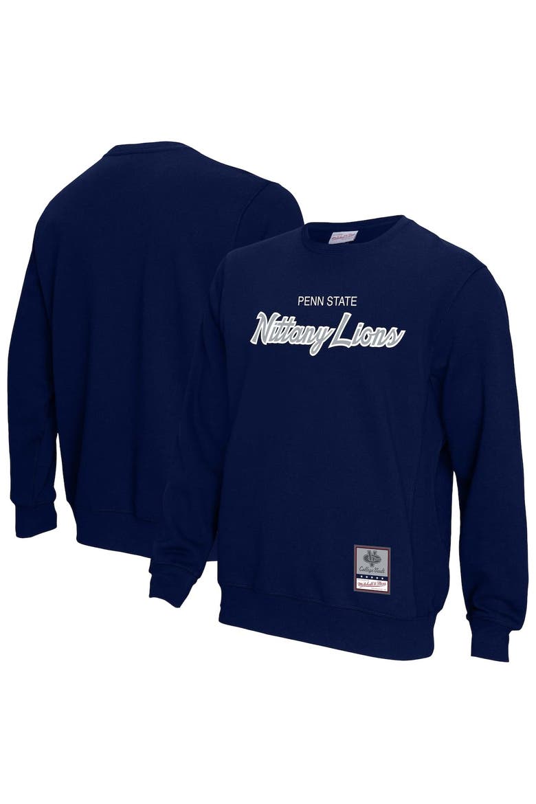 Men's Mitchell & Ness  Navy Penn State Nittany Lions Elite Script Pullover Sweatshirt, Main, color, Navy