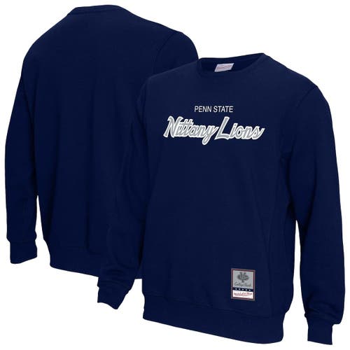 Mitchell & Ness Navy Penn State Nittany Lions Elite Script Pullover Sweatshirt In Blue