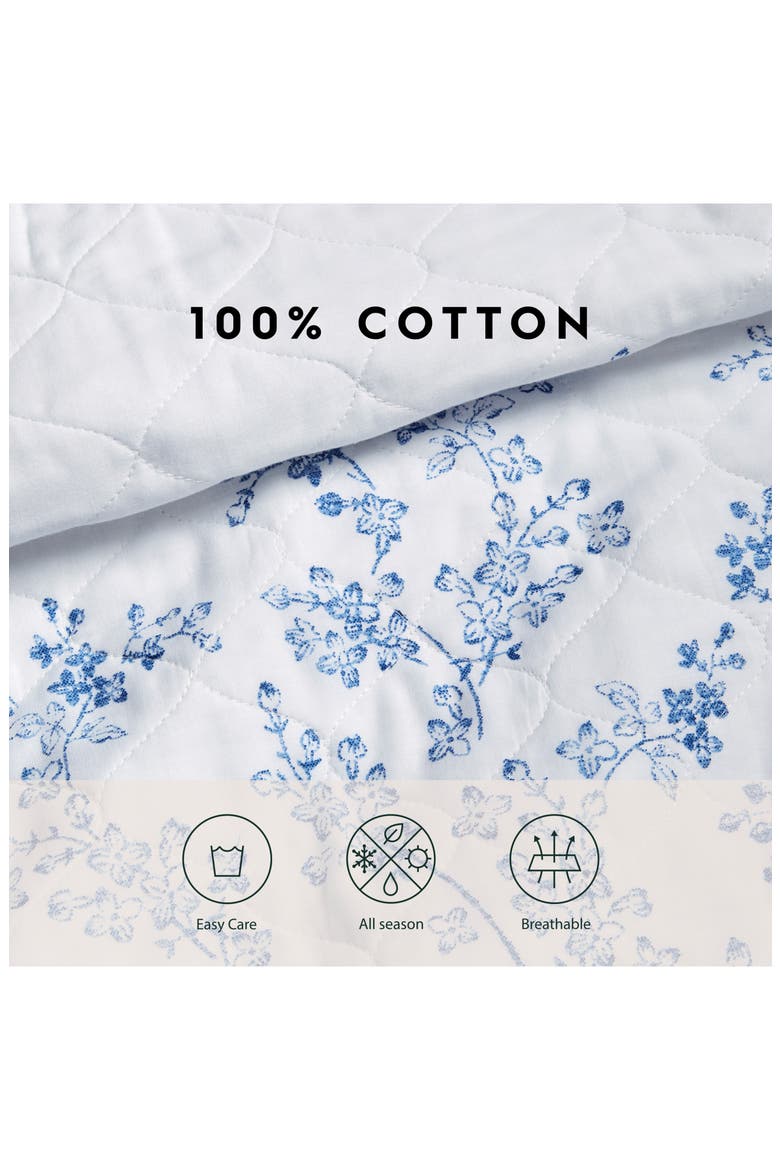 Flora Twin Quilt & Sham Set, Alternate, color, BLUE