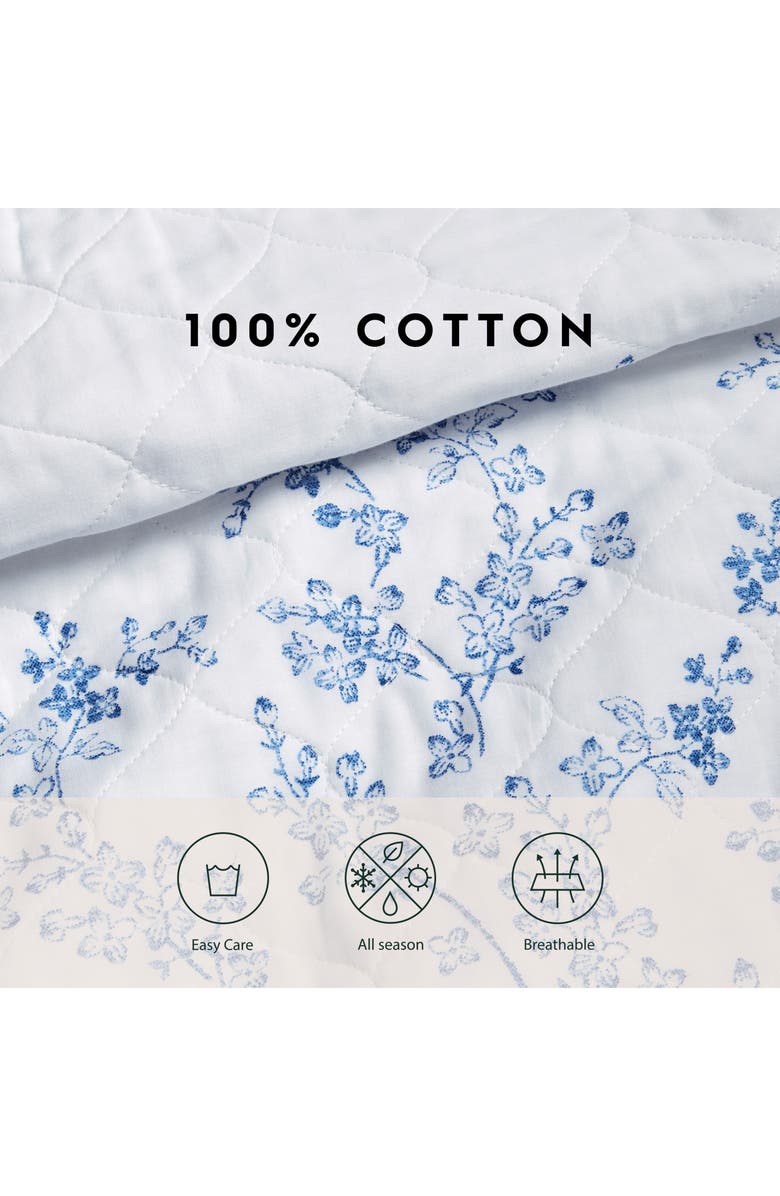 Laura Ashley Flora Twin Quilt & Sham Set, Alternate, color, Blue