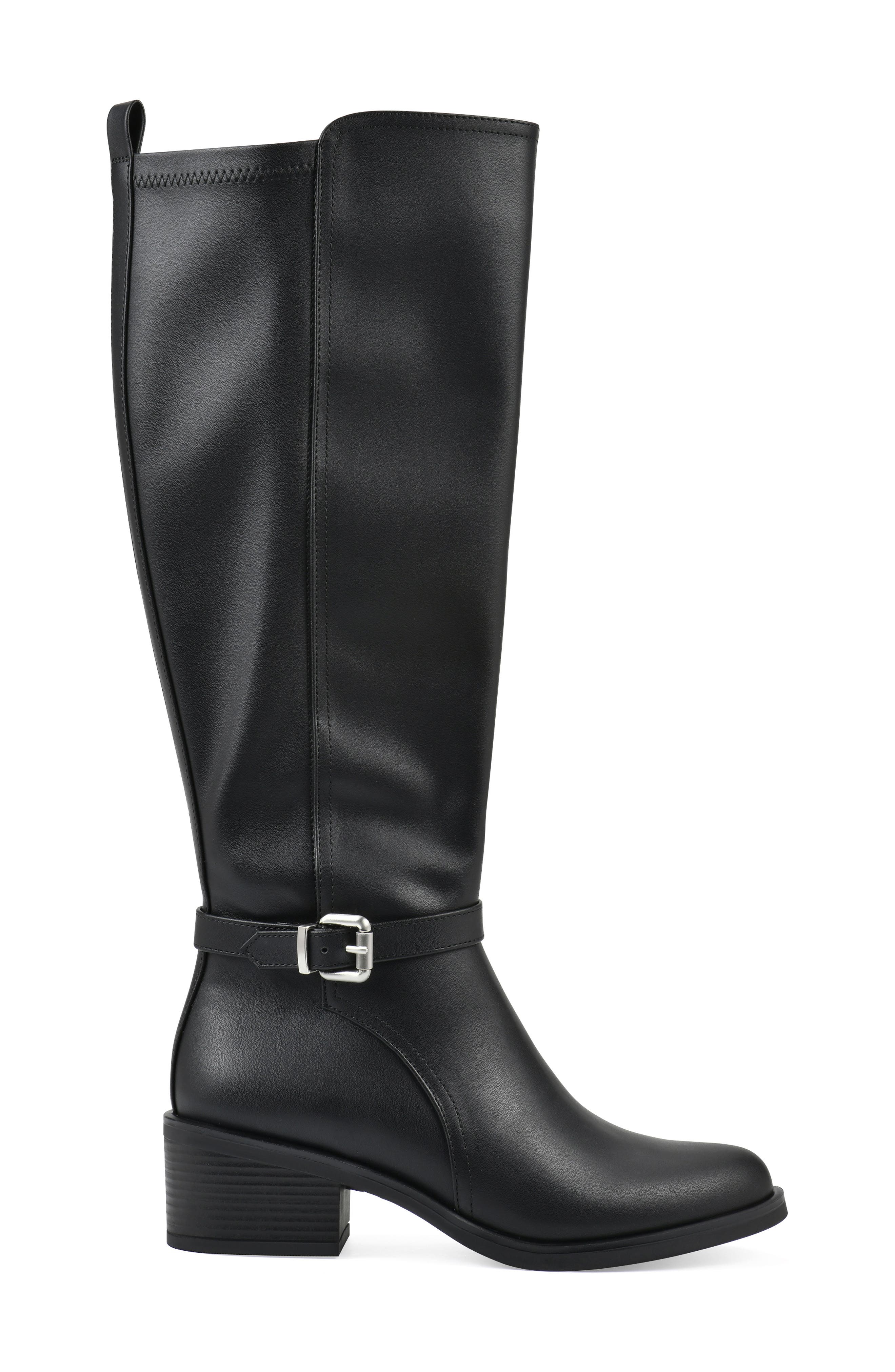 White Mountain Footwear Custard Tall Boot, Alternate, color, Black Smooth