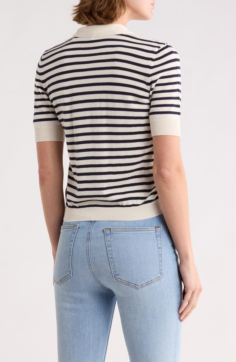 FRAME Sailor Tie Short Sleeve Cardigan, Alternate, color, Navy Multi
