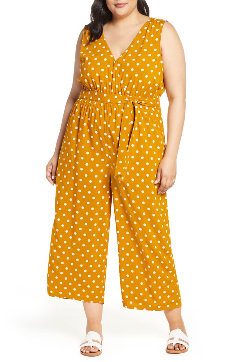 Polka Dot Jumpsuit, Alternate, color, BROWN BUCKTHORN POLKA DOT