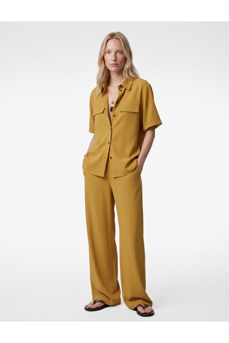 Short Sleeve Viscose Shirt with Pockets, Alternate, color, KHAKI