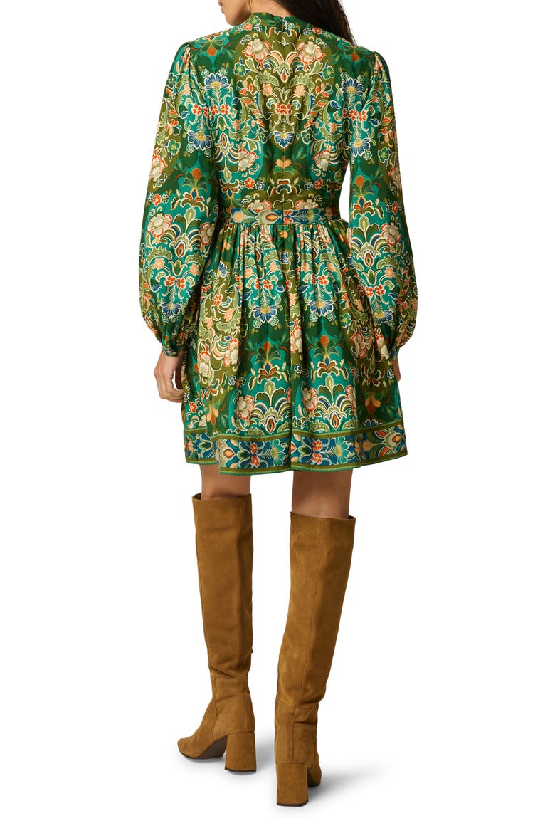 Print Mock Neck Long Sleeve Minidress, Alternate, color, OLIVE MULTI