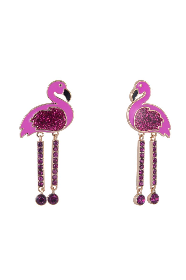 Pink Flamingo Earrings, Main, color, Pink