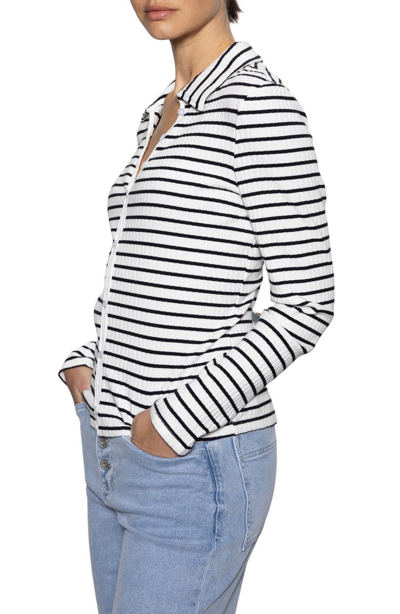 Sanctuary Daydreamer Stripe Rib Button-Up Top, Alternate, color, Chalk Black