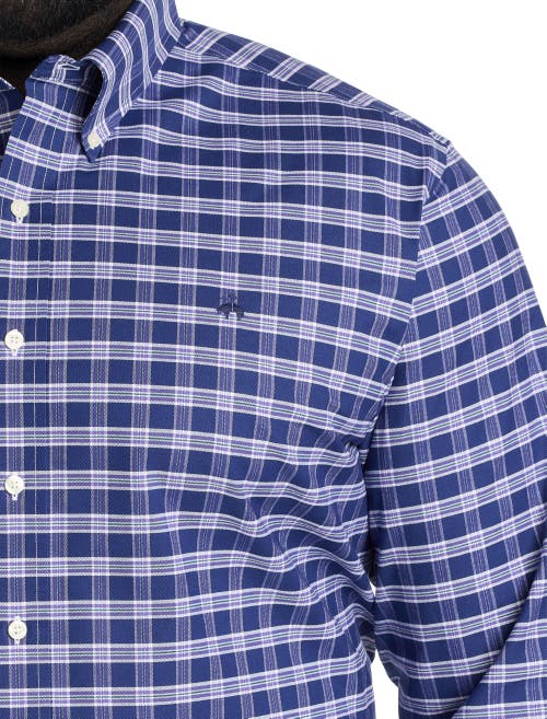 Brooks Brothers Non-iron Check Sport Shirt In Navy Purple Check