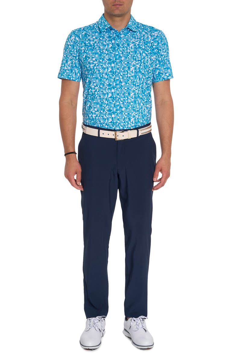 Wooderson Geo Print Performance Golf Polo, Alternate, color, JADE GREEN