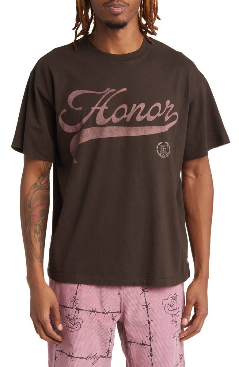 HONOR THE GIFT Logo Script Cotton Graphic T-Shirt, Main, color,