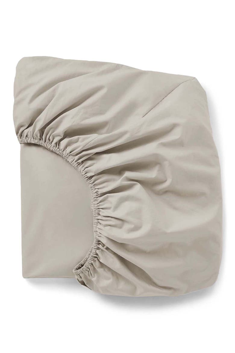 300 Thread Count Organic Cotton Percale Fitted Sheet, Main, color, STONE