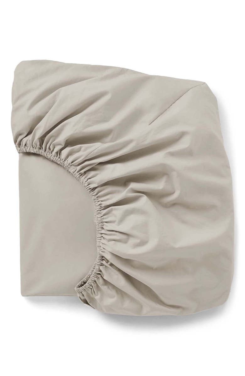 Coyuchi 300 Thread Count Organic Cotton Percale Fitted Sheet, Main, color, Stone