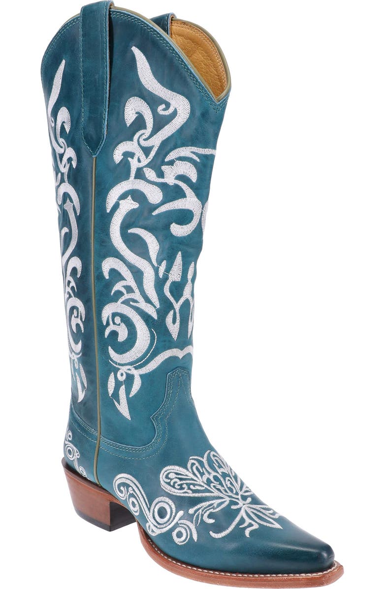 Malibu Beach Women's Premium Western Leather Boots Calypso, Alternate, color, Blue